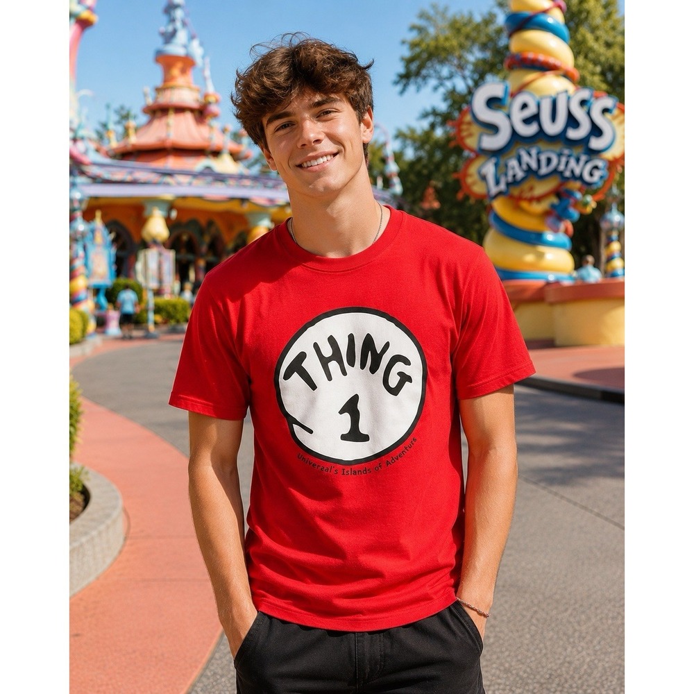 Universal Studios Islands of Adventure Thing 1‎ Red Graphic T-Shirt Adult Small